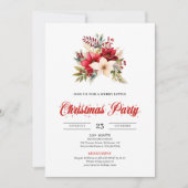 Elegant Red Poinsettia Script Font Christmas  Einladung (Vorderseite)