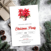 Elegant Red Poinsettia Watercolor Christmas Invite Einladung
