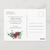 Elegant Red Poinsettia Wedding Save the Date Postkarte (Rückseite)