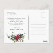 Elegant Red Poinsettia Wedding Save the Date Postkarte (Rückseite)