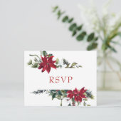 Elegant Red Poinsettia Wedding Watercolor UAWG Postkarte (Stehend Vorderseite)