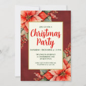 Elegant Red Poinsettia Weihnachten Einladung (Vorderseite)