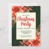 Elegant Red Poinsettia Weihnachten Einladung (Vorderseite)