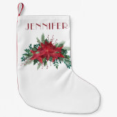 Elegant Red Poinsettia Weihnachten Kleiner Weihnachtsstrumpf (Vorderseite)