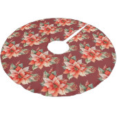 Elegant Red Poinsettia Weihnachten Polyester Weihnachtsbaumdecke (Schrägansicht)