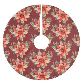 Elegant Red Poinsettia Weihnachten Polyester Weihnachtsbaumdecke