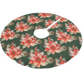 Elegant Red Poinsettia Weihnachten Polyester Weihnachtsbaumdecke (Schrägansicht)