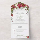 Elegant Red Poinsettia Weihnachts Reheasal Abendes All In One Einladung (Innen Boden)