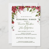 Elegant Red Poinsettia Weihnachts Reheasal Abendes Einladung (Vorderseite)