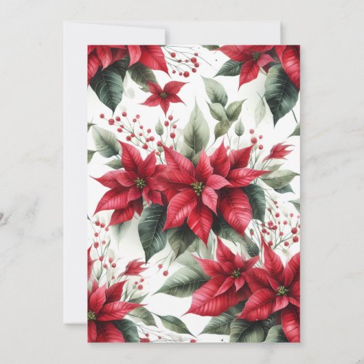 Elegant Red Poinsettia Weihnachtsfest Abendessen Einladung (Rückseite)
