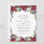 Elegant Red Poinsettia WeihnachtsWedding Einladung (Vorderseite)