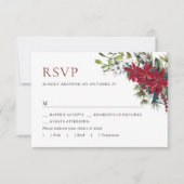 Elegant Red Poinsettia WeihnachtsWedding RSVP Karte (Vorderseite)