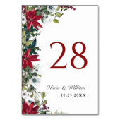 Elegant Red Poinsettia WeihnachtsWedding Tischnummer (Rückseite)