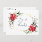 Elegant Red Poinsettia Winter Greenerie Vielen Dan Postkarte (Vorne/Hinten)