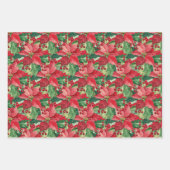 Elegant Red Poinsettias Christmas Geschenkpapier Set (Vorderseite)