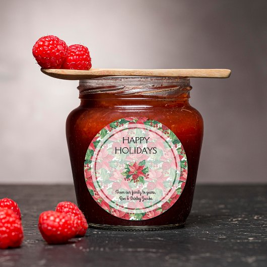 Elegant Red Poinsettias Christmas Runder Aufkleber