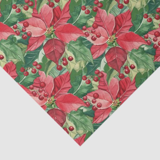 Elegant Red Poinsettias Christmas Seidenpapier (Detail)