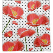 Elegant Red Poppies Polka Dots Chic Floral Duschvorhang (Vorderseite)