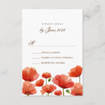 Elegant Red Poppy Blume Wedding RSVP