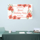 Elegant Red Poppy Greenery 50 Geburtstag Banner (Messeveranstaltung)