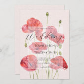 elegant red poppy wedding einladung (Vorne/Hinten)