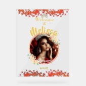 Elegant Red Quinceañera Celebration Spanisch Acrylschild (Vorderseite)