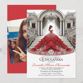 Elegant Red Quinceañera Einladung