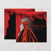 Elegant Red Quinceanera Einladung (Vorne/Hinten)