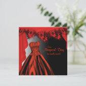 Elegant Red Quinceanera Einladung (Stehend Vorderseite)