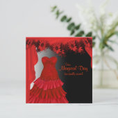 Elegant Red Quinceanera Einladungen (Stehend Vorderseite)