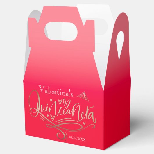 Elegant Red Quinceañera Geschenkschachtel (Geöffnet)