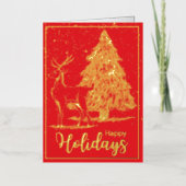 Elegant Red Reindeer and Tree Christmas (Vorderseite)