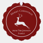 Elegant Red Reindeer Custom Frohe Weihnachten Ornament Karte (Vorderseite)