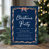 Elegant Red Ribbon Greenerity Navy Weihnachtsfest Einladung