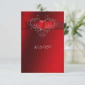 Elegant Red Ribbon Ruby Hochzeit Weihnachten RSVP Karte (Stehend Vorderseite)