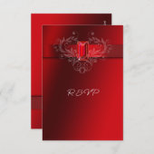 Elegant Red Ribbon Ruby Hochzeit Weihnachten RSVP Karte (Vorne/Hinten)