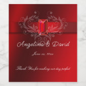 Elegant Red Ribbon Sparkling Ruby Weinetikett (Einzelnes Label)