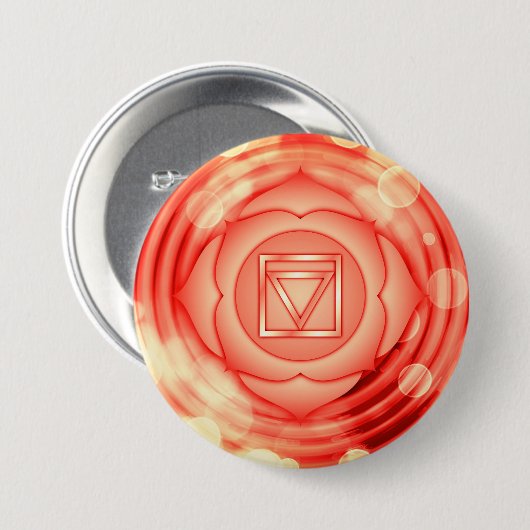 Elegant Red Root Chakra Zen Yoga Spiritual Button (Vorne & Hinten)