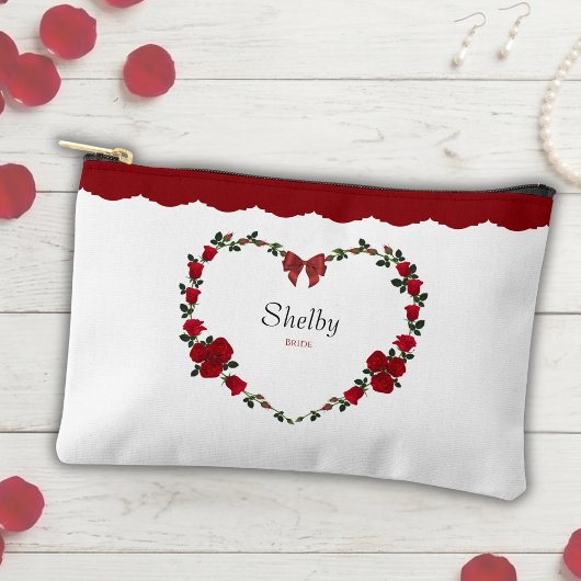 Elegant Red Rose Bride To Be Accessory Bag Zubehörtasche