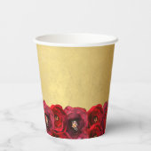 Elegant Red Rose Floral Gold Bat Mitzvah Pappbecher (Rückseite)