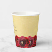 Elegant Red Rose Floral Gold Bat Mitzvah Pappbecher (Links)