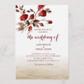 Elegant Red Rose Floral Vintage Art Einladung (Vorderseite)