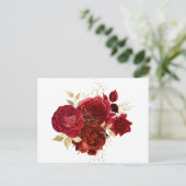 Elegant Red Rose Gold Floral Postkarte (Stehend Vorderseite)