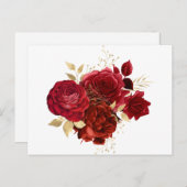 Elegant Red Rose Gold Floral Postkarte (Vorne/Hinten)
