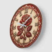 Elegant Red Rose Große Wanduhr (Winkel)