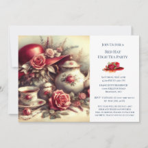 Elegant Red Rose Hat Theme Tea Party 
