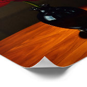 Elegant Red Rose in Black Vase Art Poster (Ecke)