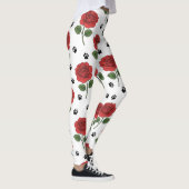 Elegant Red Rose & Playful Paw Print Leggings (Rechts)