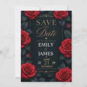 Elegant Red Rose Save The Date (Vorderseite)