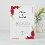 Elegant Red Rose Wedding Invitation Einladung (Stehend Vorderseite)